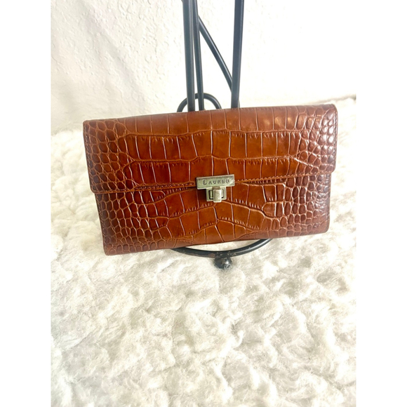 Lauren Ralph Lauren Handbags - Lauren Ralph Lauren brown crocodile-embossed leather wallet